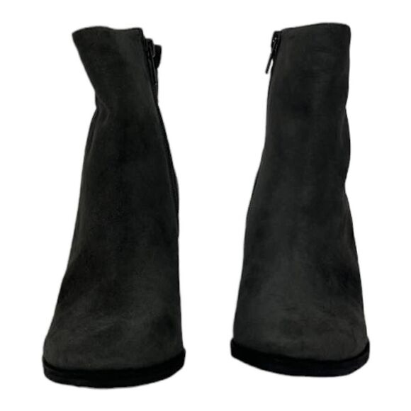 New Arturo Chiang Women US 7 Ankle Boot Shoes Grey Suede Round Toe At-Rakel Heel - Picture 2 of 9